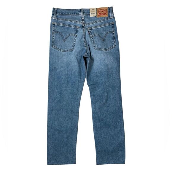 Levi’s Womens High Rise Wedgie Straight Leg Raw Hem Denim Blue Jeans - Picture 3 of 12